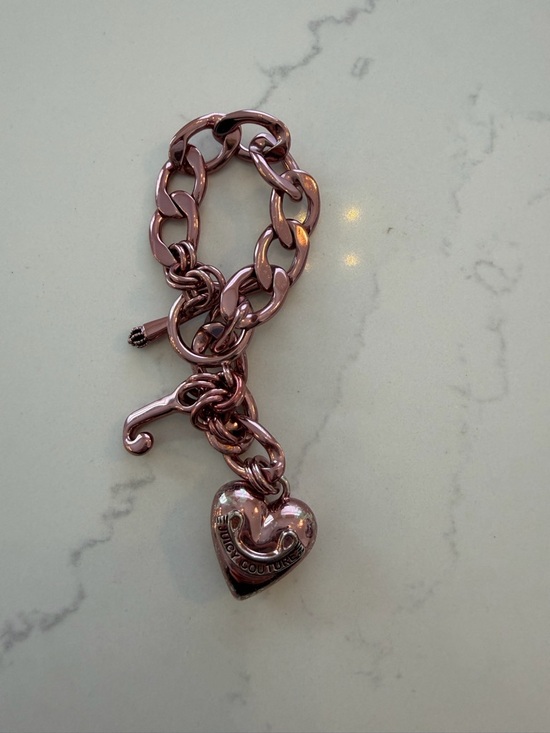 Juicy Couture Rose Gold Heart Charm Link Bracelet - Picture 3 of 4